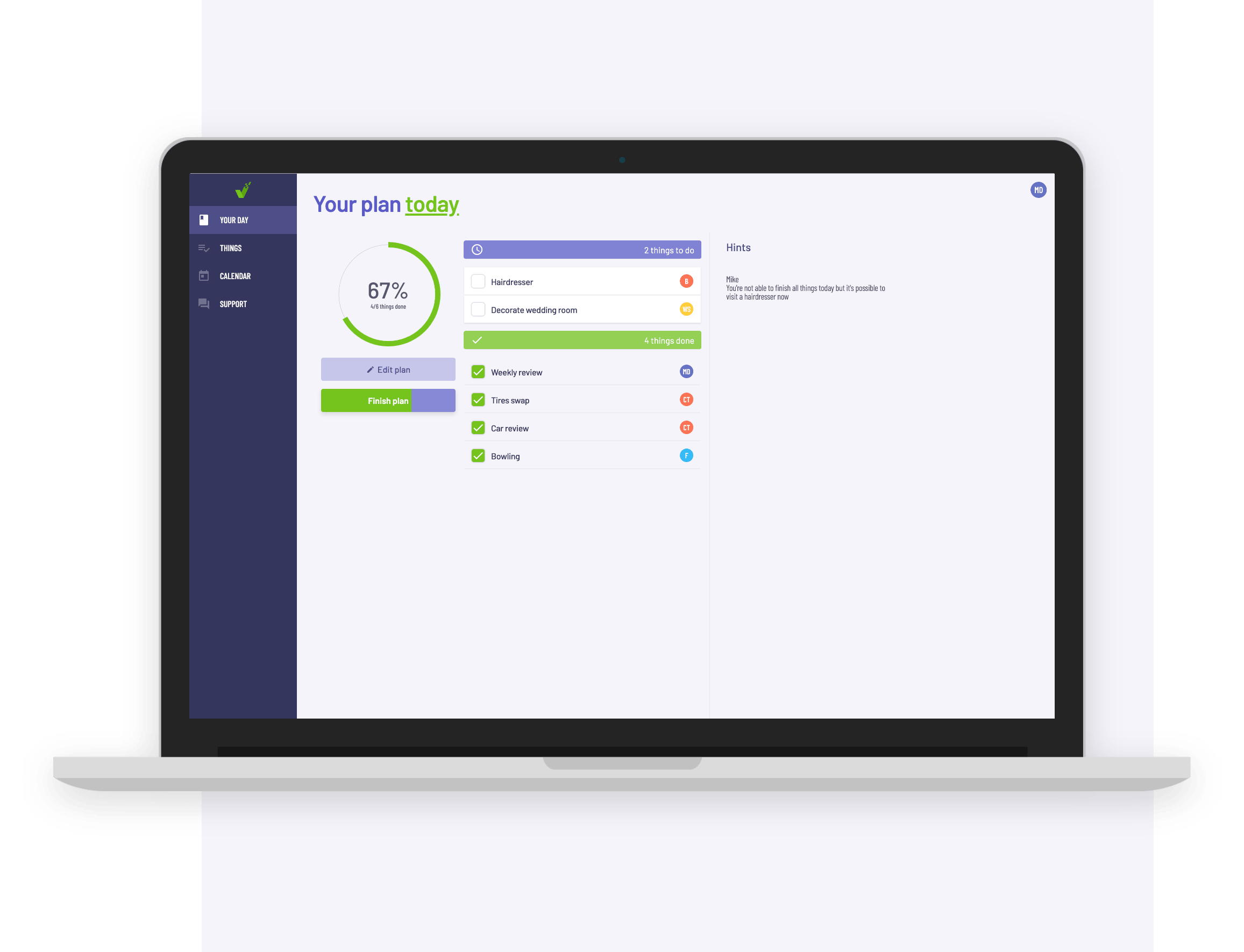 Create a plan for each day